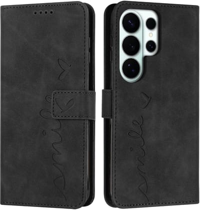 Coverup Hoesje - Geschikt voor Samsung Galaxy S26 Ultra Hoesje - Coverup Smile Book Case - Zwart