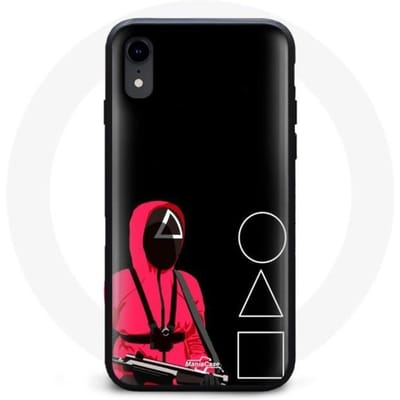 Coque - Face Square - Iphone XR - Souple - Noir - Motif Squid Game
