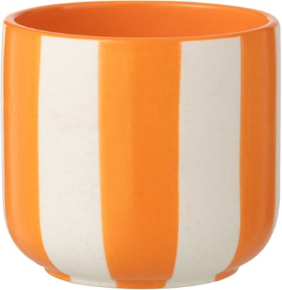 J-Line bloempot Gestreept - keramiek - oranje/wit - large
