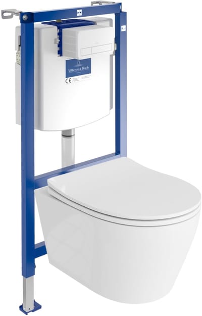 Villeroy&Boch Inbouwreservoir Complete Toiletset ViConnect H112 - Inbouw WC Hangtoilet Wandcloset PRAIA - Bedieningsplaat Wit - Voorwandelement voor toilet - Installatiesysteem