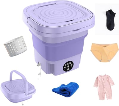 Opvouwbare Mini-wasmachine - Draagbare Wasmachine - Kleine Was - Met Afwateringsmand - 12 Liter - Paars
