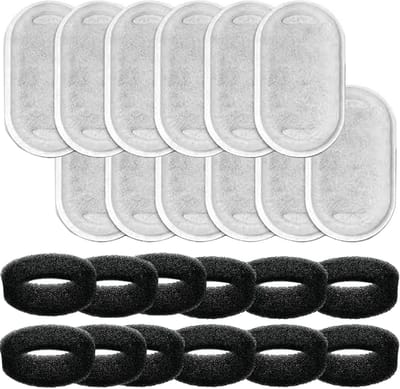 12 Stuks Waterfontein Filters voor Katten met Actieve Koolstof en Schuim Sponsen, Drievoudige Filtratie voor Dieren, Verwijder Haar en Onzuiverheden