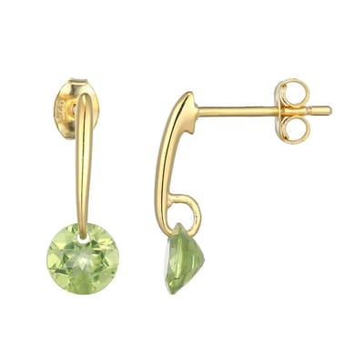 Cavill - Zilveren Oorbellen met Peridot - 925 Sterling Zilver Verguld - Ronde Peridot 1,185 Ct - Elegante Groene Edelsteen Oorstekers Dames