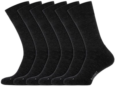 Dames sokken | Heren sokken | 60% Merinowol | Merk: Basset | Kleur: Antraciet | Maat: 35 t/m 50 | 6 Paar