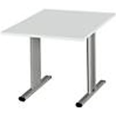 Schäfer Shop  Select Vergadertafel Planova, Aanbouwtafel, 1000 x 1000 mm, lichtgrijs, accentlijst blank aluminium
