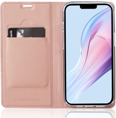 Cadorabo Hoesje geschikt voor Apple iPhone 13 in CLASSY ROSE GOUD - Beschermhoes met magnetische sluiting, standfunctie en kaartvakje Book Case Cover Etui