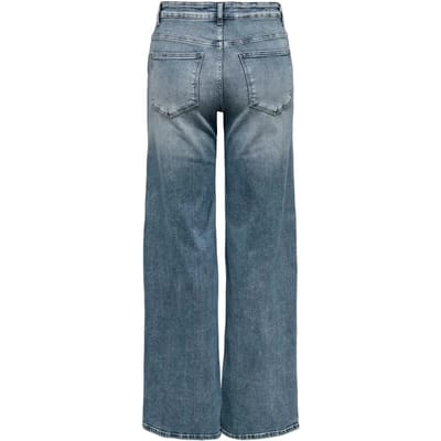 Only blauwe dames jeans   High waist   Madison   Stonewash wassing   Wide leg fit   5-Pocket zakken   Knoop- en ritssluiting   High waist Blauw XL/32