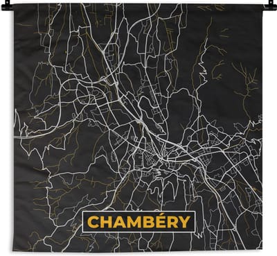 Wandkleed - Wanddoek - Frankrijk – Chambéry – Stadskaart – Plattegrond – Kaart - 180x180 cm - Wandtapijt