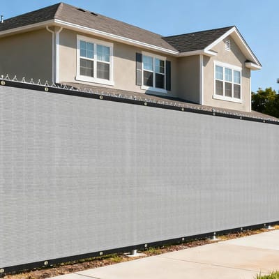 Privacy Hek Scherm - Windscherm Doek - Tuin Terras Afscherming - Versterkte Doorvoertules - 183 x 1463 cm - Lichtgrijs