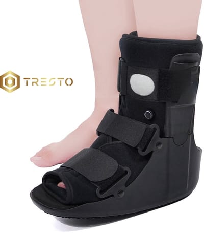 TRESTO - Breuk - en Enkelsteun voor Linker of Rechtervoet - Korte Wandelbescherming voor Blessures, Verstuikingen en Breuken - Zwart - Maat L/XL