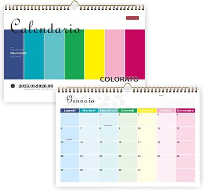 SnelShoppen - Kalender 2025 met Jaarlijkse Planning, Wandkalender, Muurkalender, A4 Formaat, Kleurrijk Ontwerp voor Thuis en Kantoor, Ideaal voor Orga
