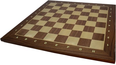 HOT Sports + Toys schaakbord noten ingelegd 55 mm - 55 cm houten bord.