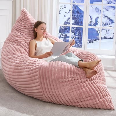 Zitzak 3-in-1 - Luie stoel vloerkussen - Ontspannen en loungen - Machinewasbare hoes - 190 x 140 cm - Roze