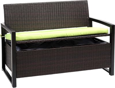 2-zits zitbank - bankje tuinbank - Buiten zitten - Geïntegreerd opbergvak - 87 x 117 x 57 cm - Bruin groen