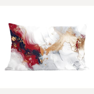 Sierkussens - Kussentjes Woonkamer - 60x40 cm - Rood - Abstract - Goud - Modern