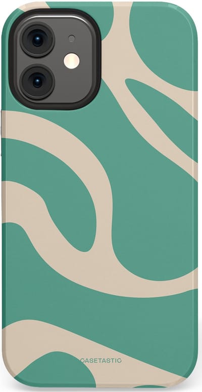 Casetastic hoesje geschikt voor Apple iPhone 12 Mini - Dubbellaagse bescherming - Zand Groene Vlaktes - Fashion Case - Saliegroen Zand