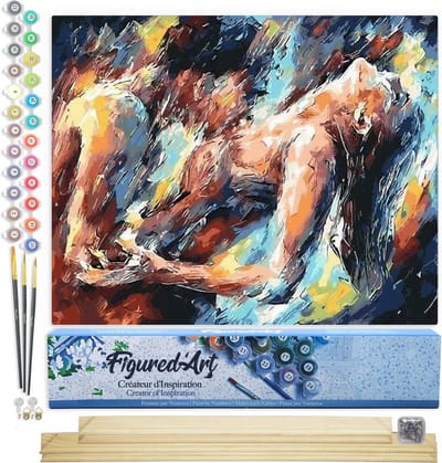 Figured'Art Schilderen op Nummer Volwassenen canvas Seksueel verlangen - Handwerk acrylverf Kit DIY Compleet - 40x50cm met DIY houten lijst