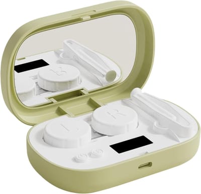 Ultrasoon reiniger - Ultrasoon reiniger voor brillen - Reinigingsmachine - Ultrasone reiniger voor conta CT - Met make-upspiegel en batterij-indicator - Geschikt voor mannen en vrouwen die reizen - woon-werkverkeer - zakendoen en uitgaan - Groente