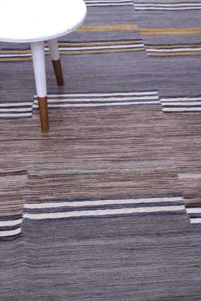 Grijs Tapijt Laagpolig Handgeweven Wollen Vloerkleed - Koho Afghan Modern Kelim 290x204 - 290x204cm- Modern - Woonkamer - Salon - Slaapkamer - Eetkamer