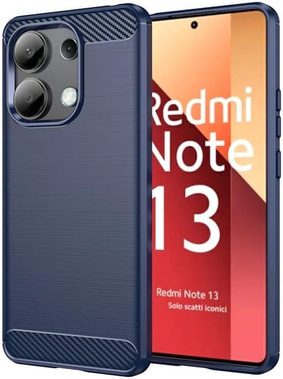 Geborsteld TPU Hoesje Geschikt voor Xiaomi Redmi Note 13 4G | Beschermhoes | Back Cover | Flexibel TPU | Stijlvol Carbon | Dun | Blauw