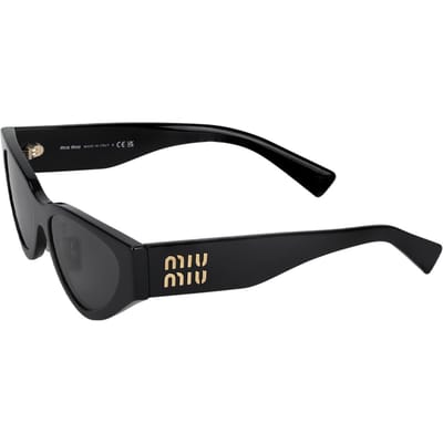 Miu Miu Kattenoog Zonnebril Met Logo Dames zonnebril Zwart MU03ZS1AB5S0 Default Packaging