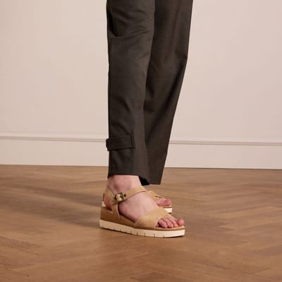 No Stress - Dames - Beige suède sandalen - Maat 40