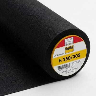 Opstrijkbare Tussenvoering - Vlieseline Versteviging - Kleding Maken - Fijne Textuur - 100x90cm - Zwart