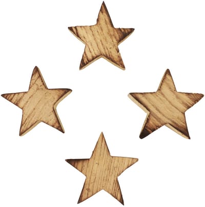 Strooidecoratie Kerststerren gevlamde houten sterren Ø4cm 24 st, 24 St