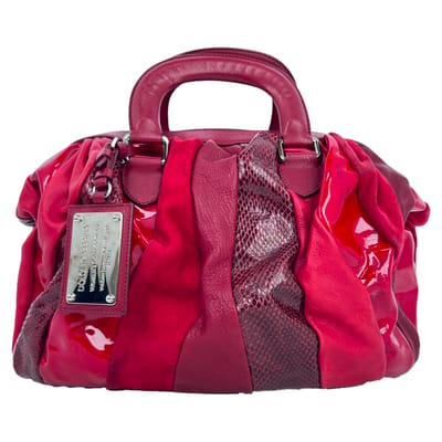Dolce & Gabbana Handtas met Slangehuidaccent in Bordeau lederen