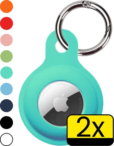 Hoesje Geschikt voor Apple AirTag 2e generatie Hoesje Sleutelhanger Houder - Siliconen Hoesje Geschikt voor Apple AirTag 2 Hoesje - Turquoise - 2 Stuks