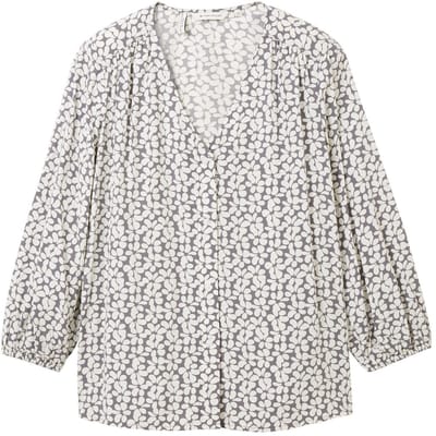 Tom Tailor 1037898 Printed V-neck Bloes Grijs 38 Vrouw