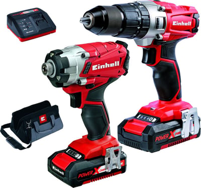 Einhell Accu Power Tool Kit TE-TK 18 Li Kit - Power X-Change - 18 V/Li-ion - Accu Klopboormachine/Accu Slagschroefmachine - Incl. 2x 2.0 Ah Accu en lader