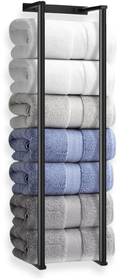 SNJY® Handdoekrek Badkamer - Handdoekhouder Hangend - Handdoekstang - 15,5L x 20,2B x 73H cm - Zwart