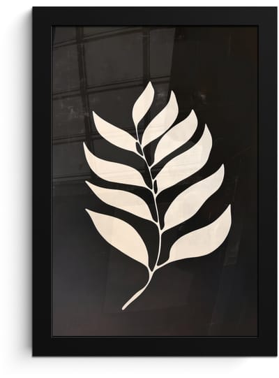 Poster in lijst - Fotolijst 20x30 cm - Posters - Blad - Wit - Minimalistisch - Posterlijst zwart - Decoratie - Wanddecoratie woonkamer - Muurdecoratie slaapkamer