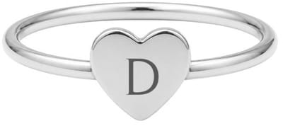 Ring met Initiaal Hart Zilver, USA 10 / NL 19.8 (62mm)