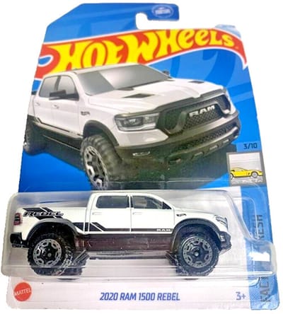 HOT WHEELS 2020 RAM 1500 REBEL WHITE 24/250 1:64 FACTORY FRESH 3/10