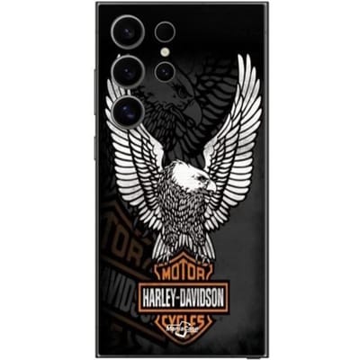 Hoesje - Harley-Davidson - Samsung Galaxy S24 Ultra - Flexibel - Zwart - Arend logo