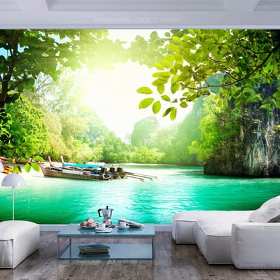 98cm X 70cm - Zelfklevend fotobehang - Hemels meer , Premium Print
