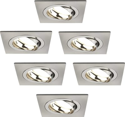 Ledvion - 6X LED Inbouwspot Sevilla - Dimbaar - 3W - 2700K - Ø92 mm - RVS