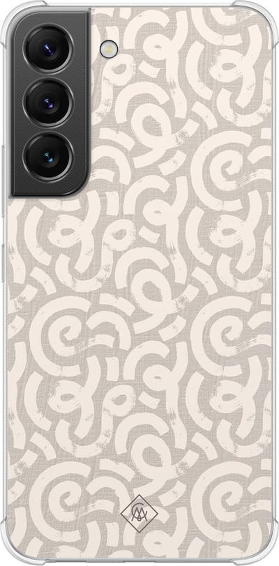 Casimoda® hoesje - Geschikt voor Samsung Galaxy S22 - Ivory Abstraction - Shockproof case - Extra sterk - TPU/polycarbonaat - Bruin/beige, Transparant