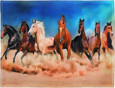 Soft and warm flannel fleece blanket, desert horses, 150 x 200 cm