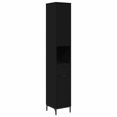 vidaXL - Badkamerkast - Zwart - 31,5 - x - 33 - x - 190 - cm - Bewerkt - hout, - Metaal