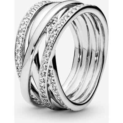 2022 Nieuwe 100% 925 Sterling Zilveren Ring Sprankelende & Gepolijste Lijnen Ringen Voor Vrouwen Verloving Jubileum Diy Sieraden 9 white
