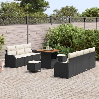 vidaXL - Tuinbank - Set - 10 - st - 9-Aantal - zitplaatsen - Zwart - en - Crème