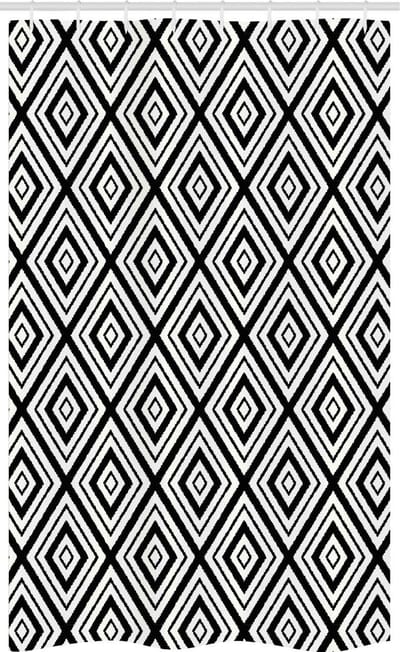 ABAKUHAUS Douchgordijn Ruitvormig maaswerk – Wit/Zwart, 120×180 cm
