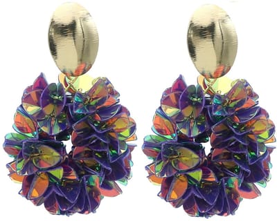 Oorbellen shiny – paars – 6,5x4 cm