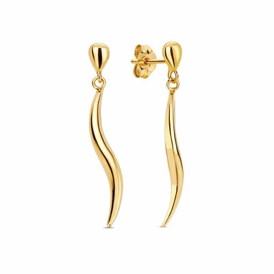 New Bling 9NBG-1067 – Gouden Oorbellen Dames – Lange Oorhangers – 14K Goud – 25 mm – Cadeau voor Vrouwen