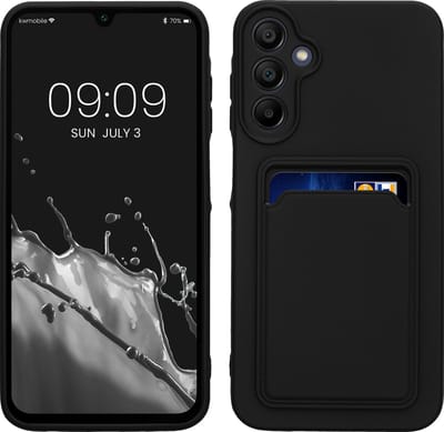 kwmobile telefoonhoesje geschikt voor Samsung Galaxy A15 5G - Hoesje met pasjeshouder - TPU case in zwart