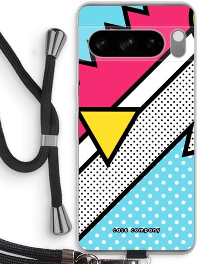 Case Company® - Hoesje met koord geschikt voor Google Pixel 8 Pro hoesje met Koord - Pop Art #3 - Telefoonhoesje met Zwart Koord - Bescherming aan alle Kanten en Over de Schermrand