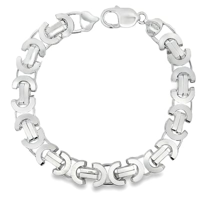 Juwelier Zwartevalk zilveren platte koningsschakel armband - ET 100/23cm